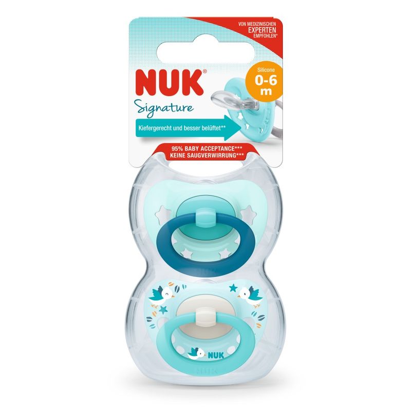 Set 2 Chupetes Nuk Signature 0-6 Meses Con Estuche Bebe