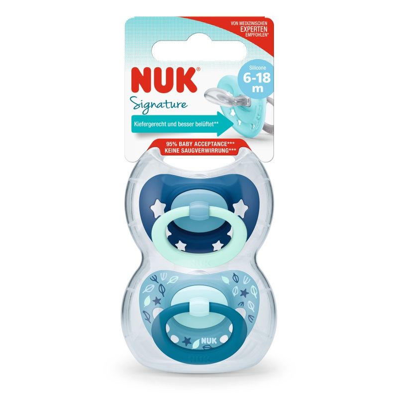 NUK Chupete Sig nature 18-36 meses caja de 2 verde / azul 