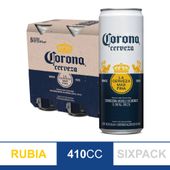 CERVEZA CORONA RUBIA SIXPACK X 410 Ml