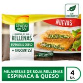 MILANESA DE SOJA GRANJA DEL SOL RELLENA ESPINACA Y QUESO X 380 GR