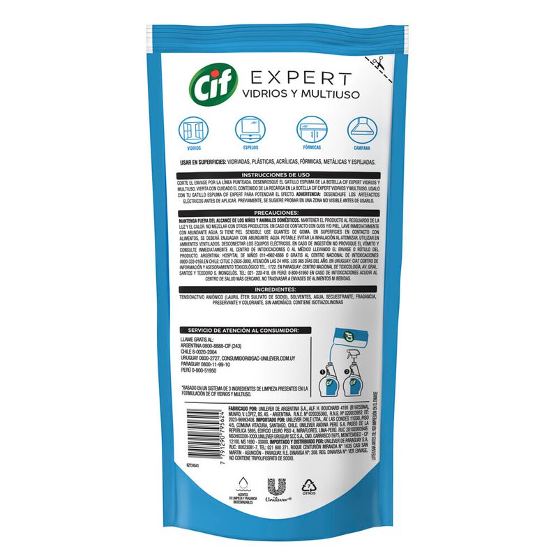 Limpiador-Vidrios-y-Mulitiuso-CIF-EXPERT-450-ml-Doypack-3-49500