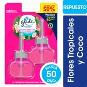 Aromatizante de Ambientes Glade Aceites Naturales Tropical Floral Repuesto x2 21ml