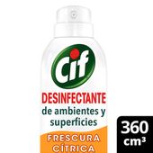 Aerosol Desinfectante de Ambientes y Superficies CIF Frescura Cítrica x 360 ml