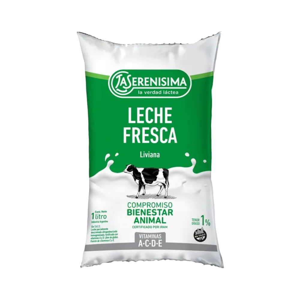 Leche Parcial Descremada La SerenÍsima Mult Vit 1 Sachet X 1 Lt 7019