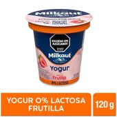 YOGUR ENTERO MILKAUT DE FRUTILLA 0 LACTOSA EN POTE X 120 GR