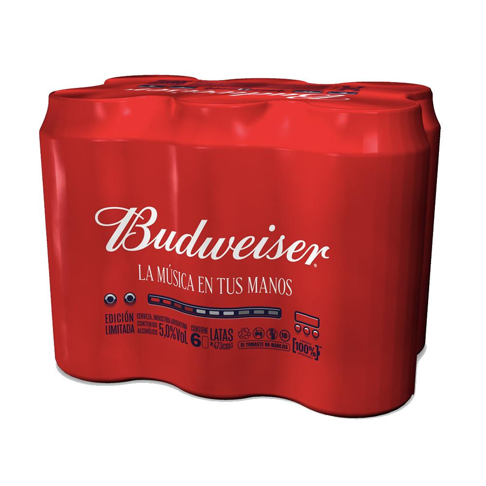 CERVEZA BUDWEISER MÚSICA SIX PACK X 473 ML