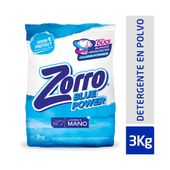 JABÓN EN POLVO ZORRO BLUE POWER LAVADO A MANO 3 KG.