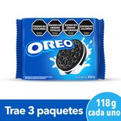 Galletitas Oreo Rellenas con Crema 354g  Sabor Original Pack x 3 unidades 118g