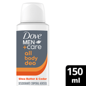 Desodorante en Aerosol para Todo el Cuerpo DOVE MEN  All Body Deo Shea Butter & Cedar 150 ml